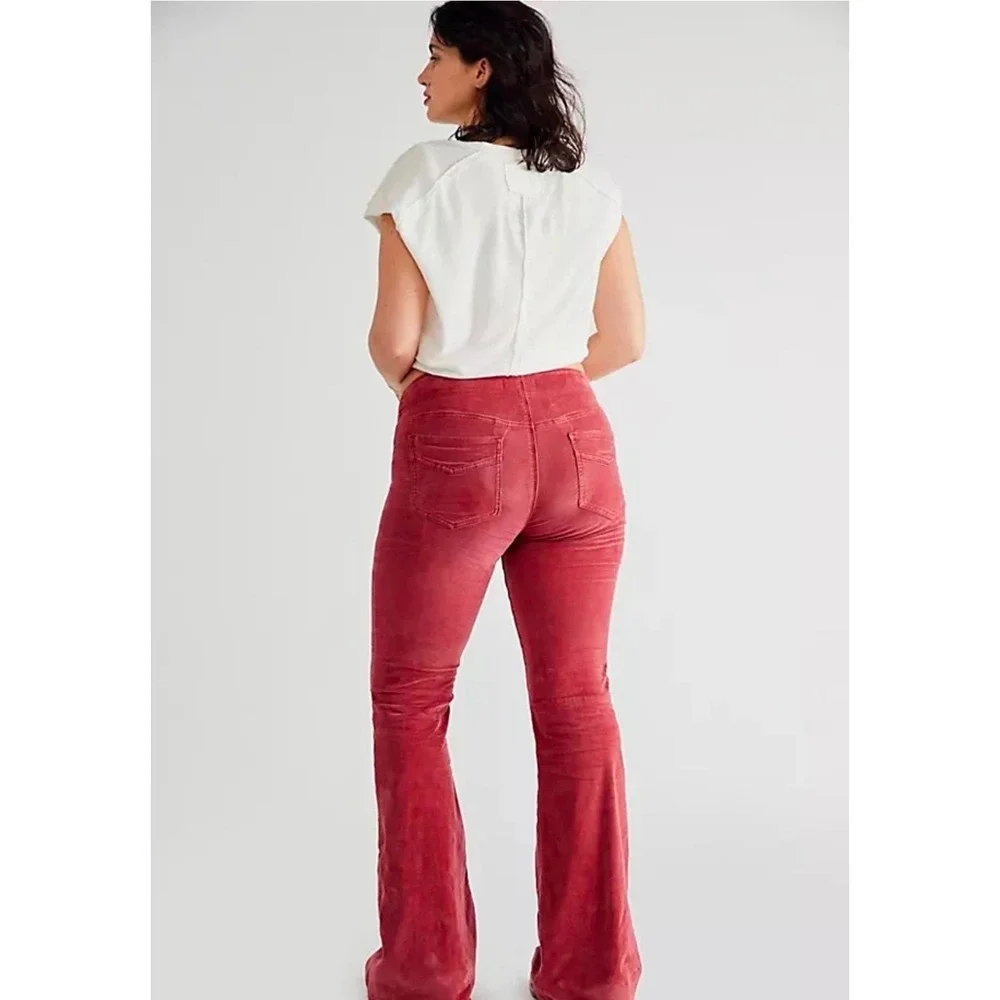 Free People We The Free‎ Pull-On Corduroy Flare Pants Rose Pink Size 28 OB910963